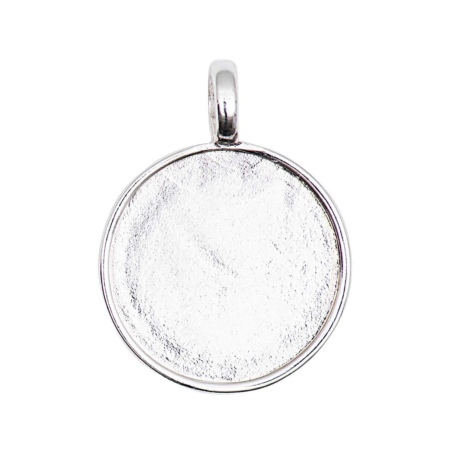 Cabochon Anhänger rund 22mm von Rico Design in elegantem Silber, ideal für stilvolle Schmuckkreationen.