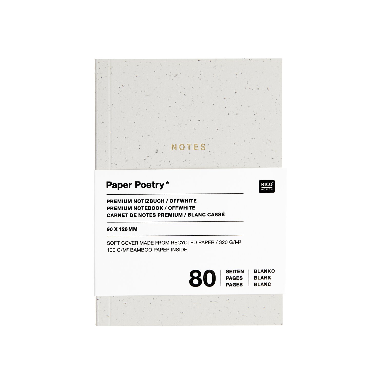 Paper Poetry Notizbuch S 9x12,8cm Farbe Offwhite von Rico Design