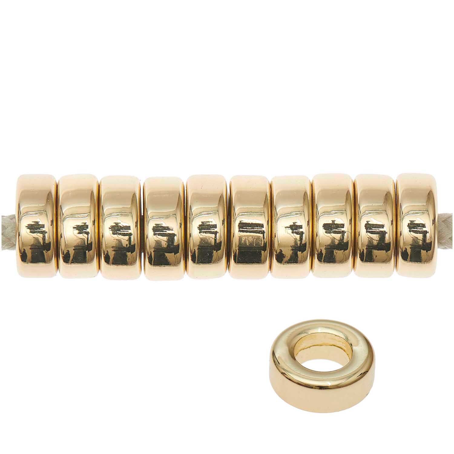 Itoshii - Ponii Beads Ringe, 10 goldene Perlen von Rico Design, perfekt für Schmuckdesign.