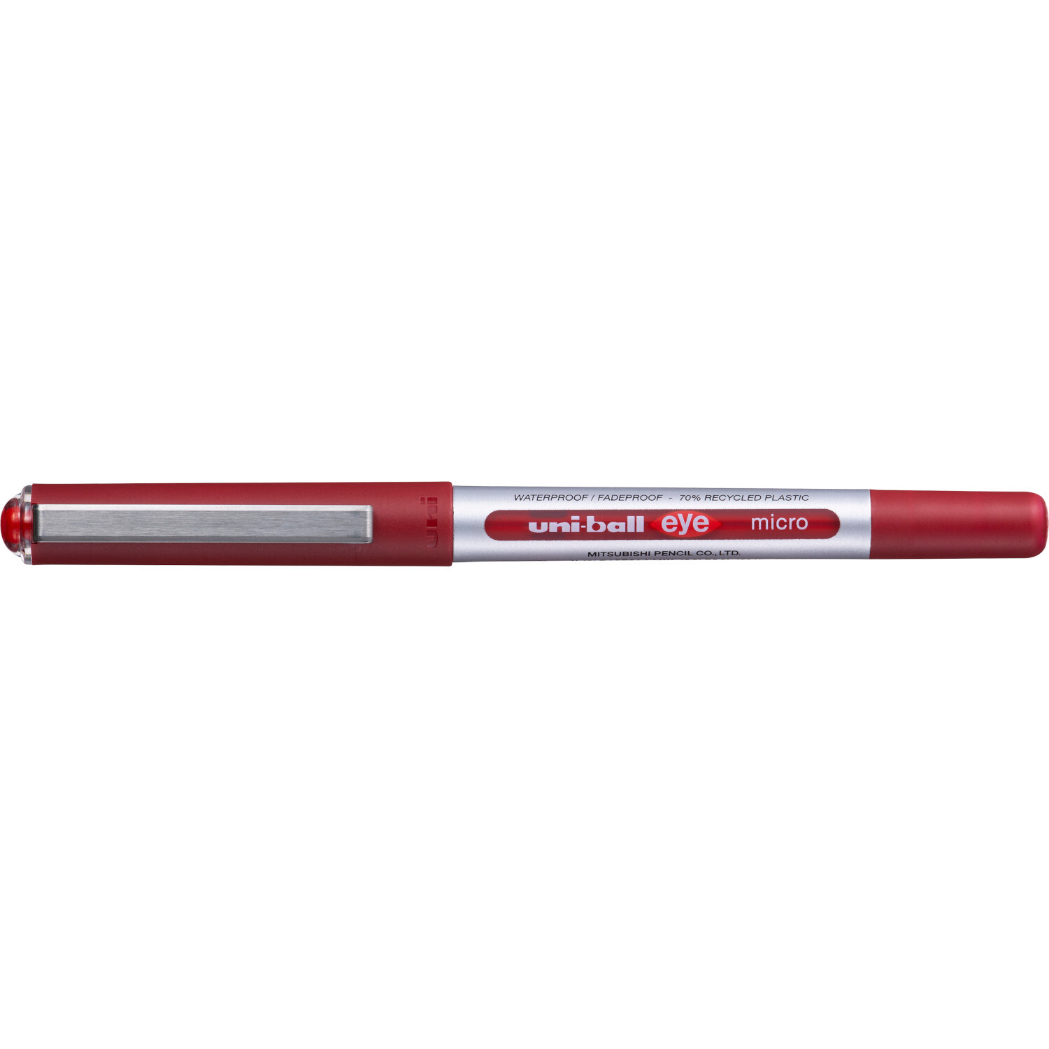 Tintenroller uni-ball Eye UB-150E in Rot mit 0,3mm Spitze, ideal für präzises Schreiben.