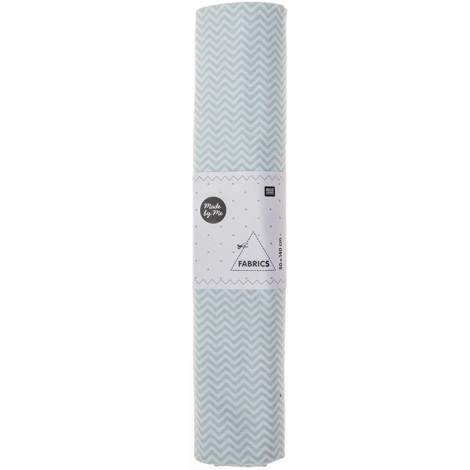Stoff Zickzack weiß-mint 50x140cm von Rico Design