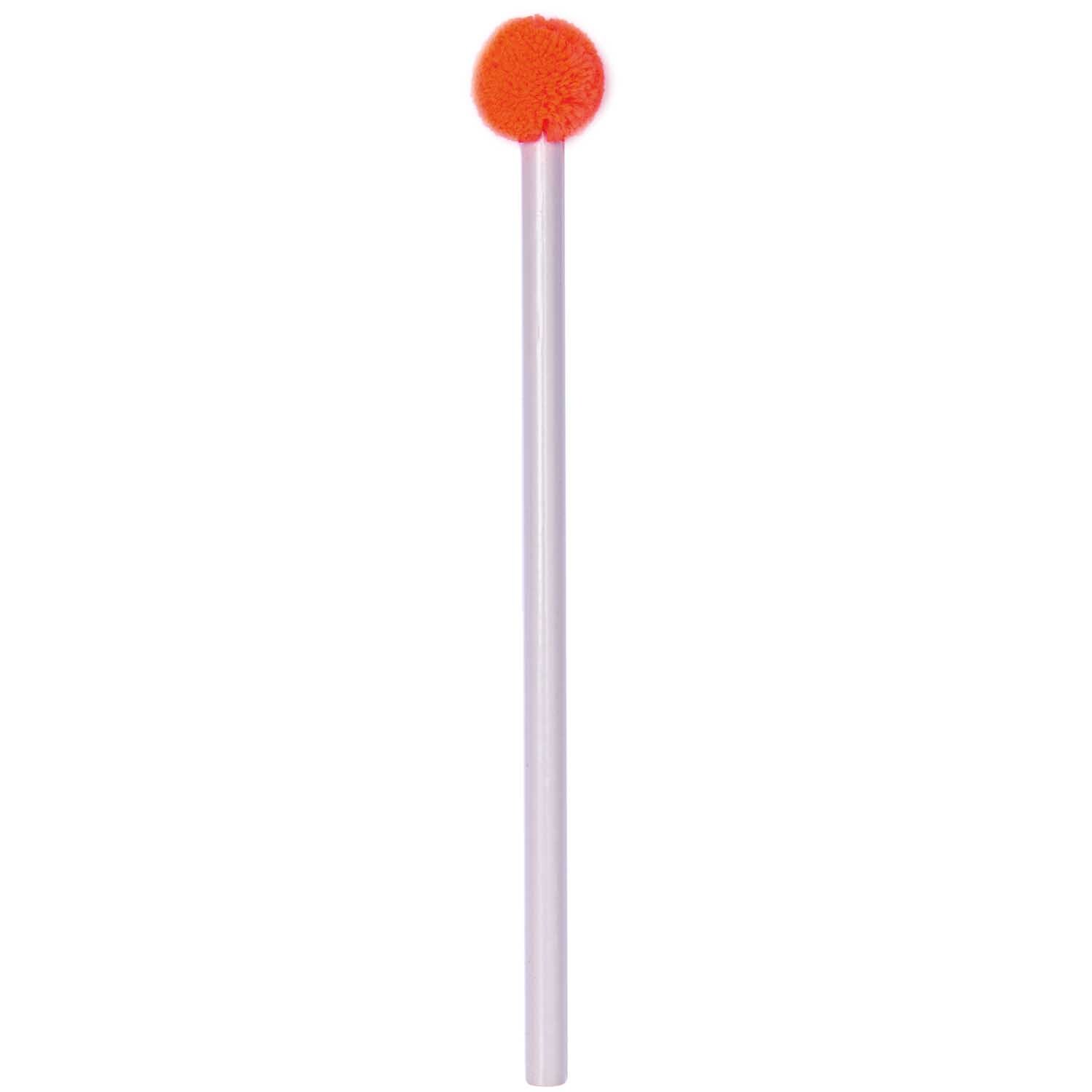 Paper Poetry Bleistift mit Pompon in Flieder von Rico Design. Der Bleistift hat einen auffälligen roten Pompon an der Spitze.