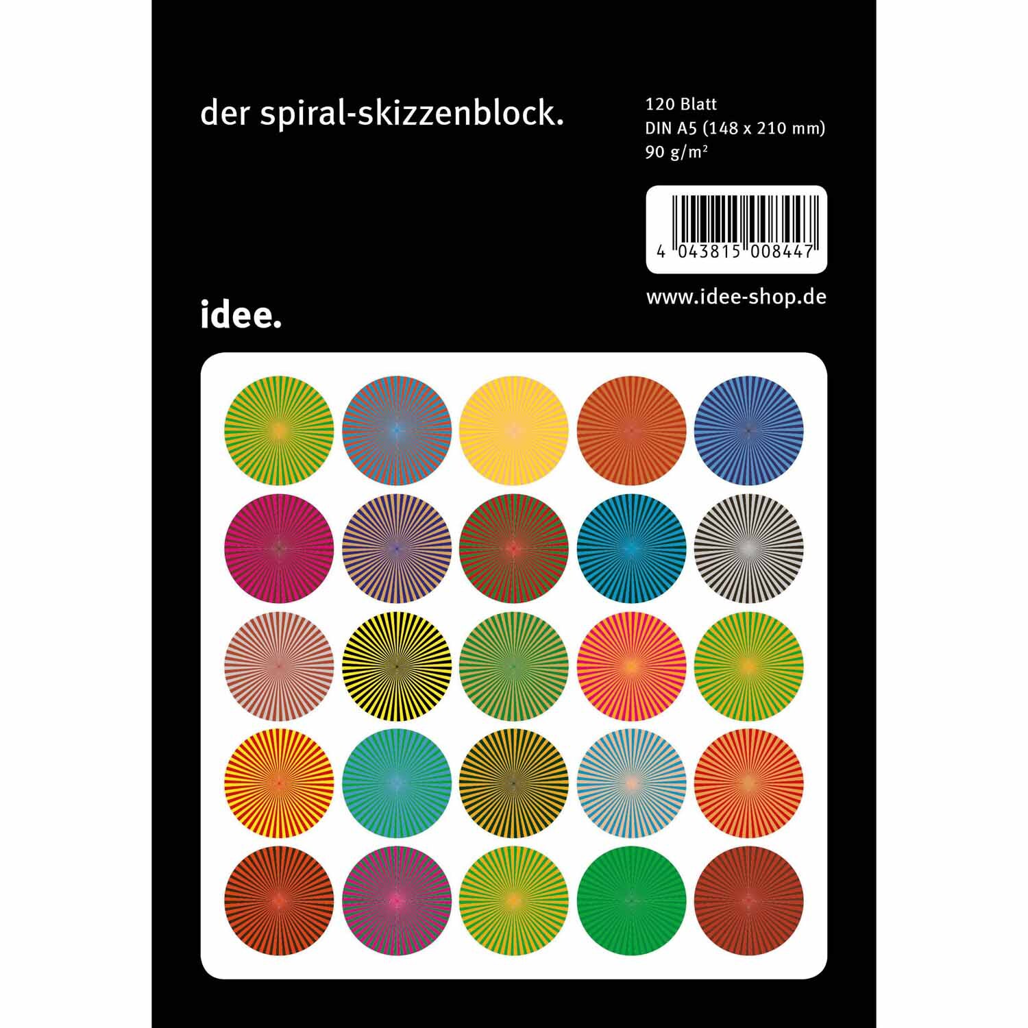 Skizzenblock 90g/m² mit bunten Kreisen auf dem Cover, erhältlich bei idee. Creativmarkt.