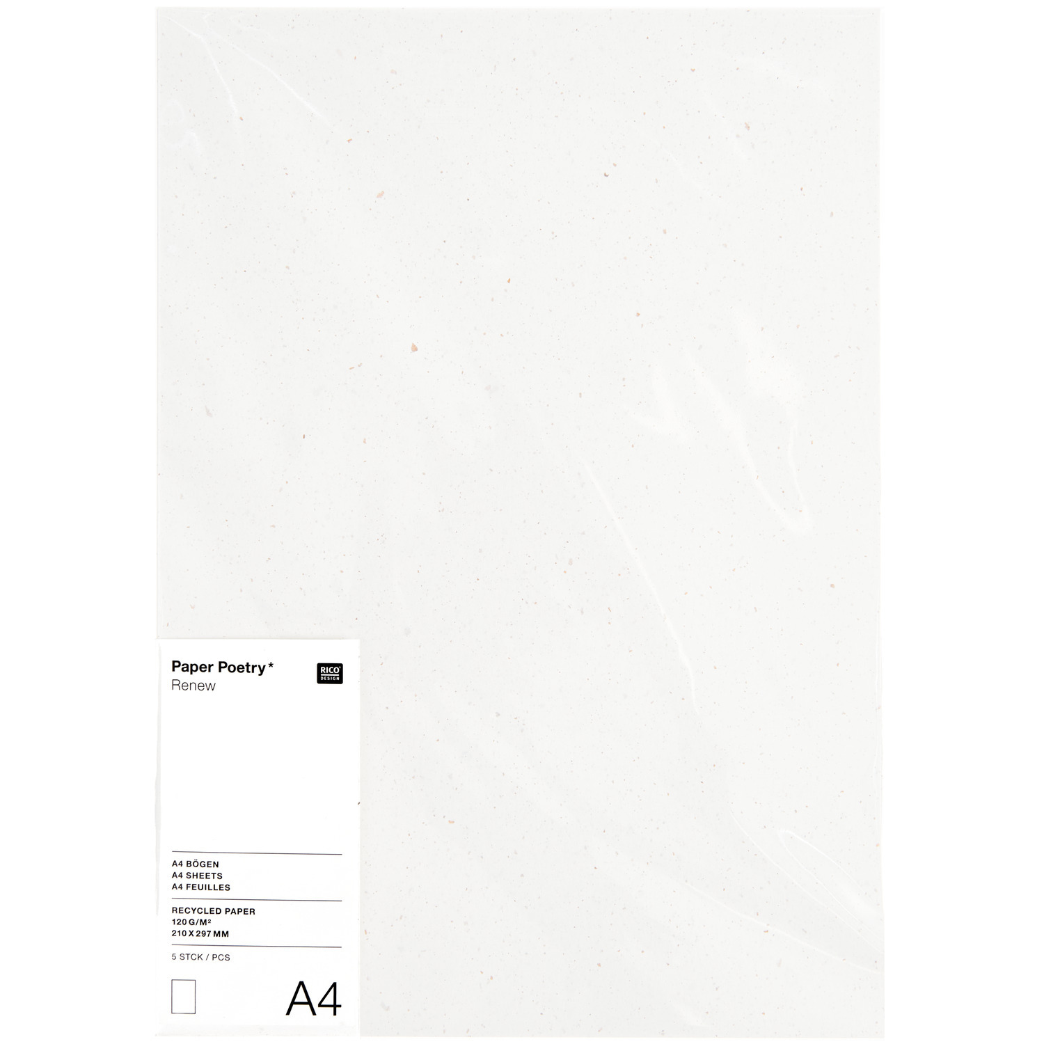 Paper Poetry Renew Bögen A4 5 Stück Farbe Offwhite-roségold von Rico Design