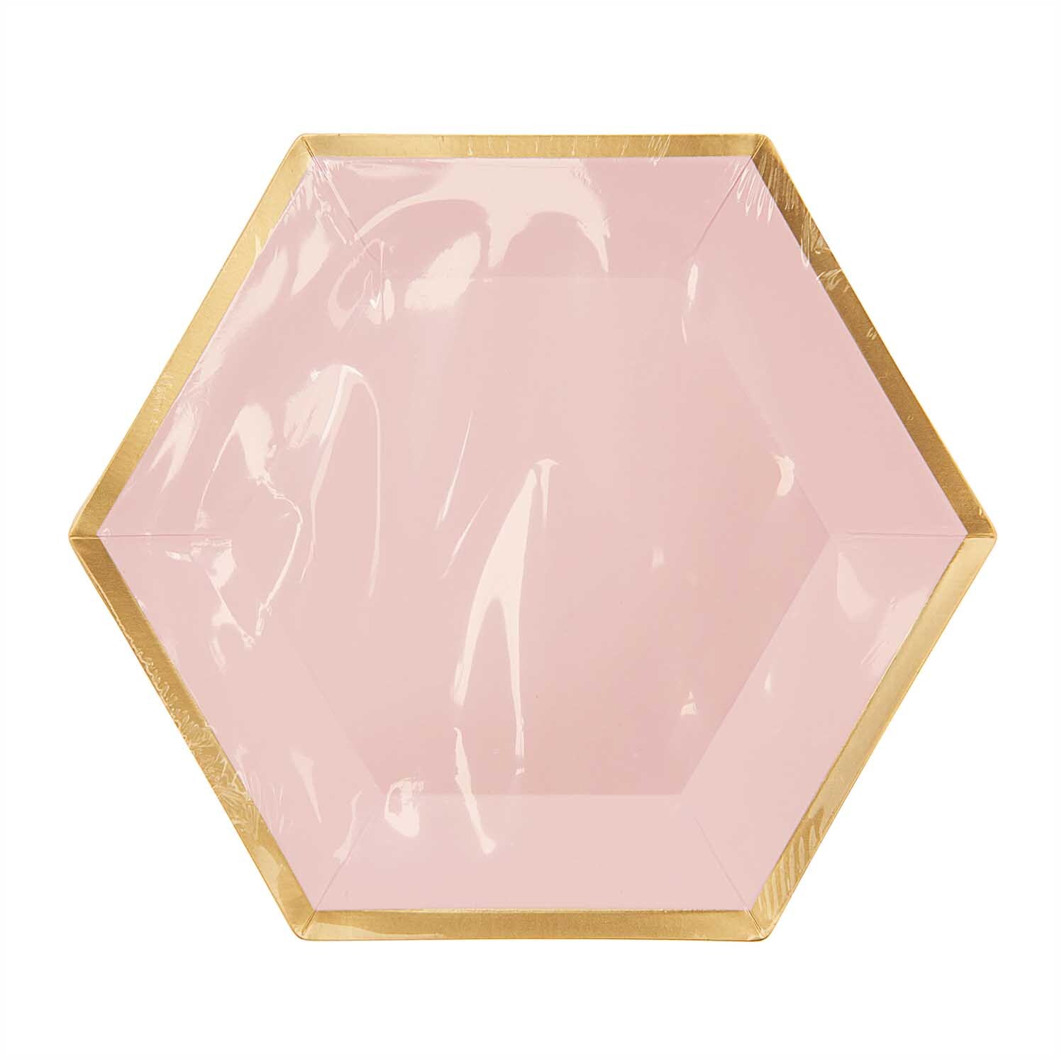 Pappteller Sechseck rosa-gold 16x13,5cm 10 Stück von Rico Design