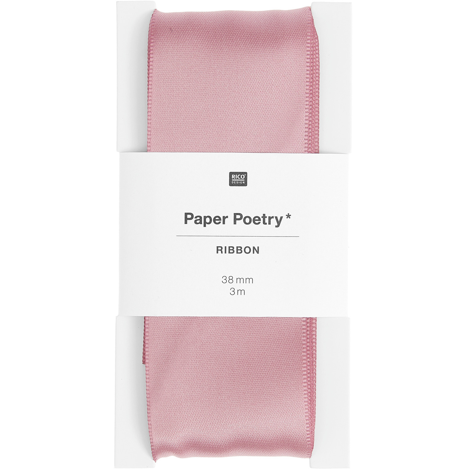 Paper Poetry Satinband in Rosa Mauve, 38mm breit, 3m lang, von Rico Design, elegant und vielseitig.