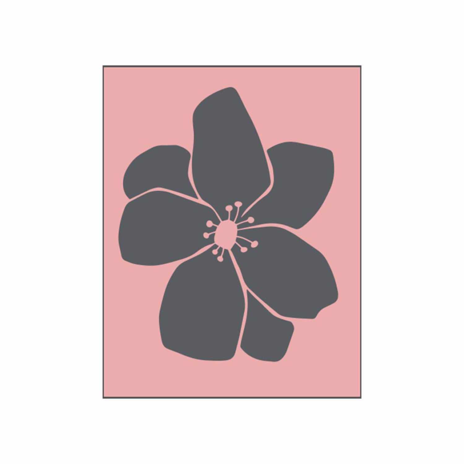 Stempel Blüte Anemone rosa 35x45mm von May&Berry zeigt eine stilisierte Anemone auf rosa Hintergrund.