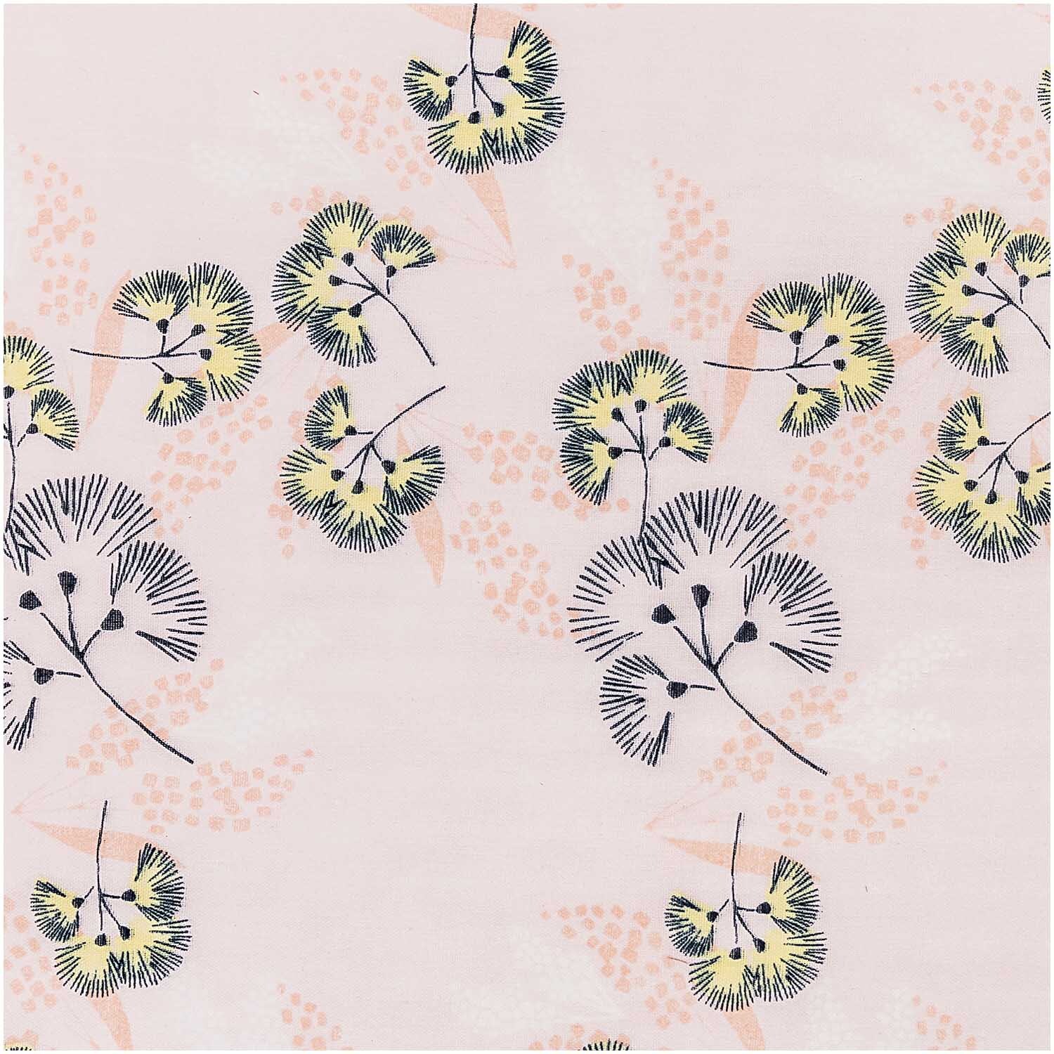 Musselin-Druckstoff Jardin Japonais mit floralen Mustern in Rosa, ideal für kreative Nähprojekte.