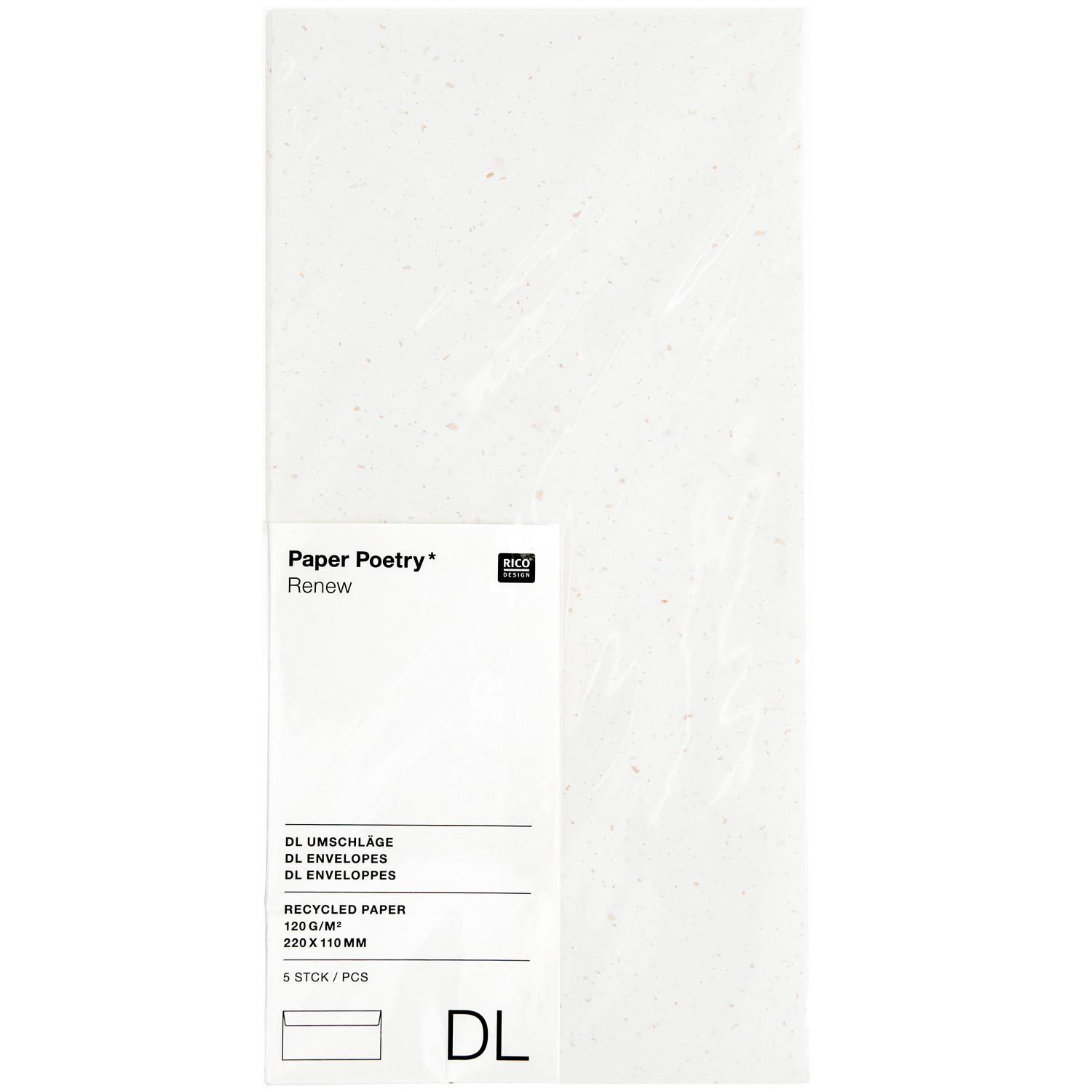 Paper Poetry Renew Umschläge DIN Lang 5 Stück Farbe Offwhite-roségold von Rico Design