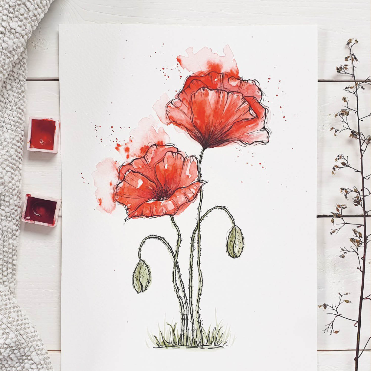 Anleitung Watercolor Mohnblume von idee. Creativmarkt 