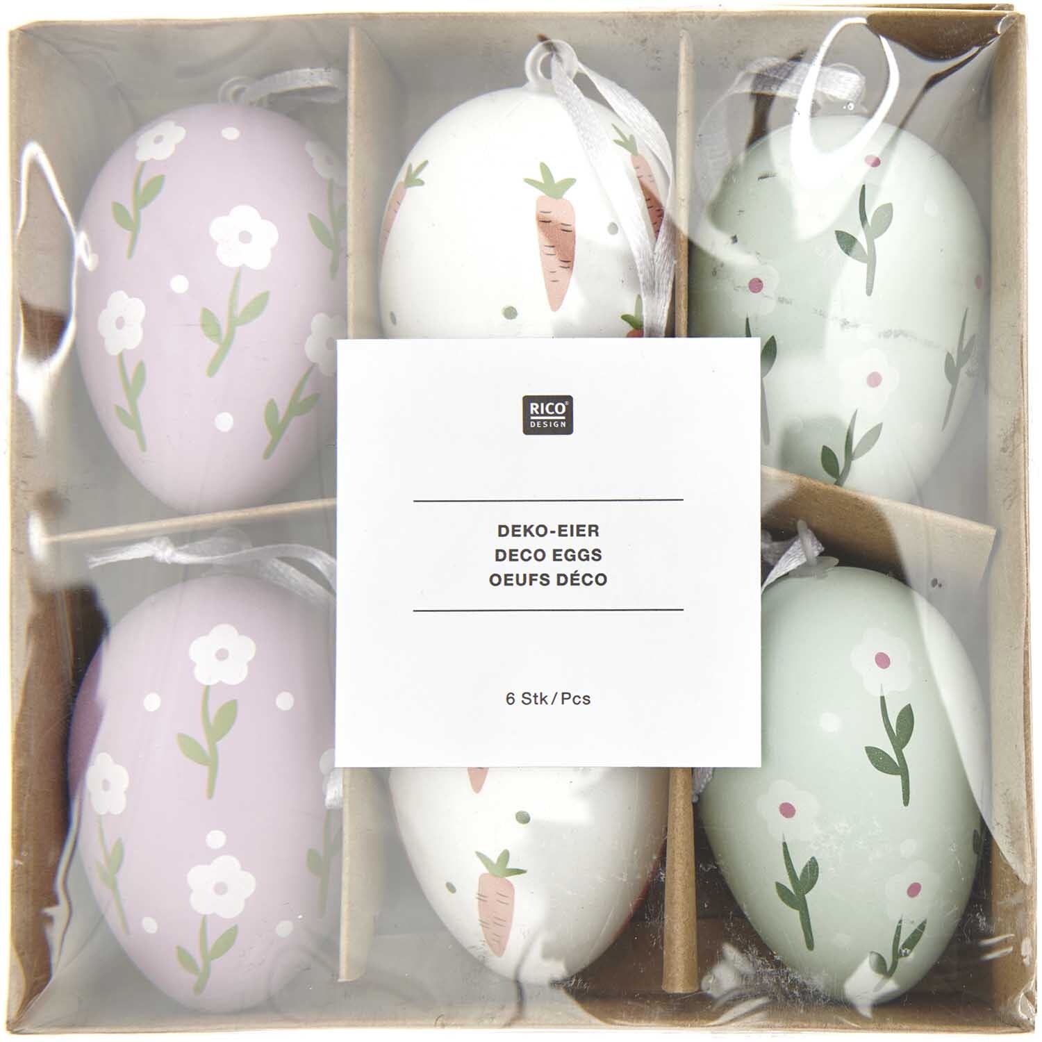 Deko-Eier Set Lila/Weiß/Grün Ø 4x6cm 6 Stück von Rico Design