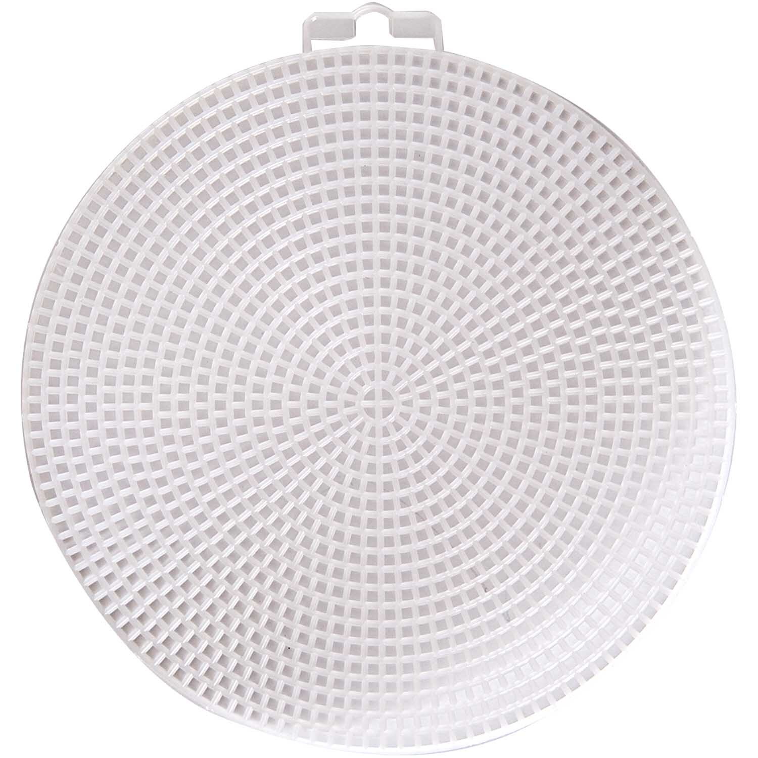 Plastikstramin rund 14,6cm 2 Stück von Rico Design, weiß, mit feinem Gittermuster für kreative Projekte.