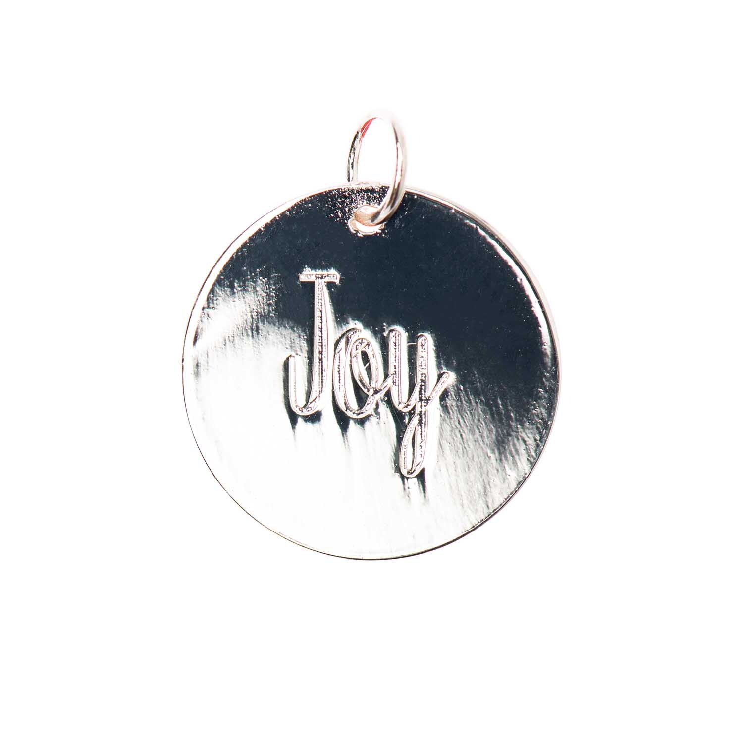 Mix it Up - Jewellery Anhänger mit eingraviertem "Joy" in glänzendem Silber von Rico Design.
