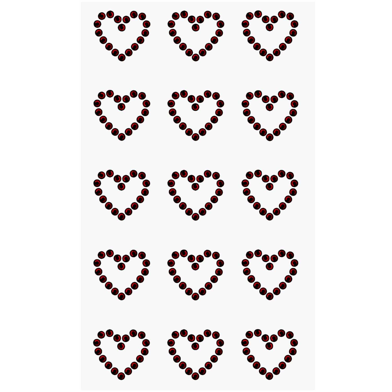 Paper Poetry Strass-Sticker Herzen rot von Rico Design zeigen rote Herzformen aus Strasssteinen auf weißem Hintergrund, ideal für kreative Projekte.