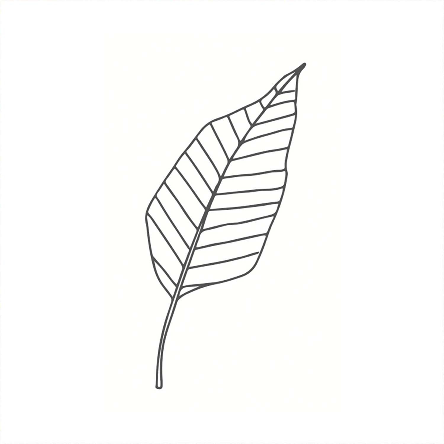 Stempel Blatt stilisiert 35x55mm, May&Berry. Ein weißes, stilisiertes Blatt auf hellem Hintergrund. Ideal für kreative Projekte.