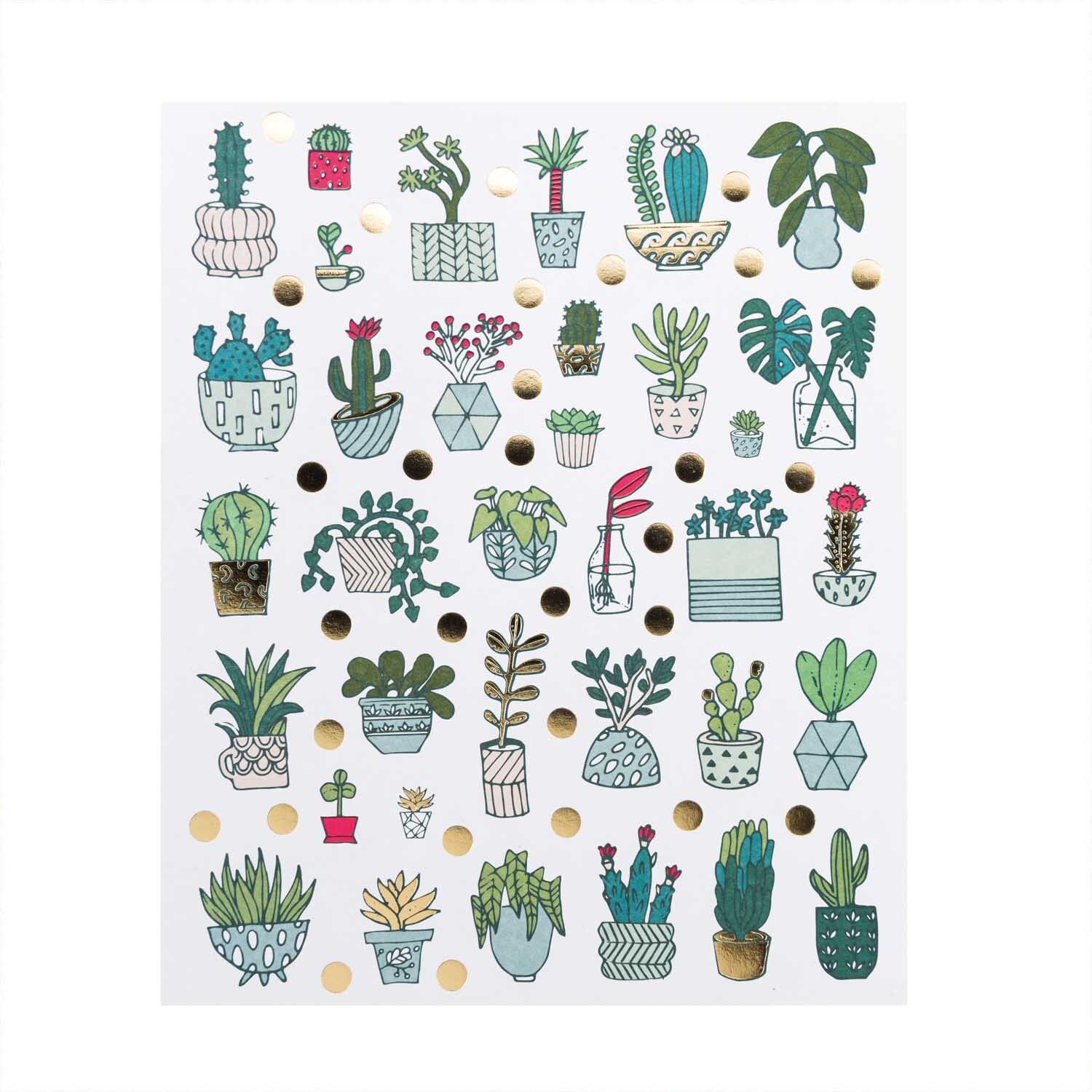 Paper Poetry Sticker Hygge Plants mit verschiedenen Pflanzenmotiven auf sechs Blättern. Ideal für kreative Projekte.