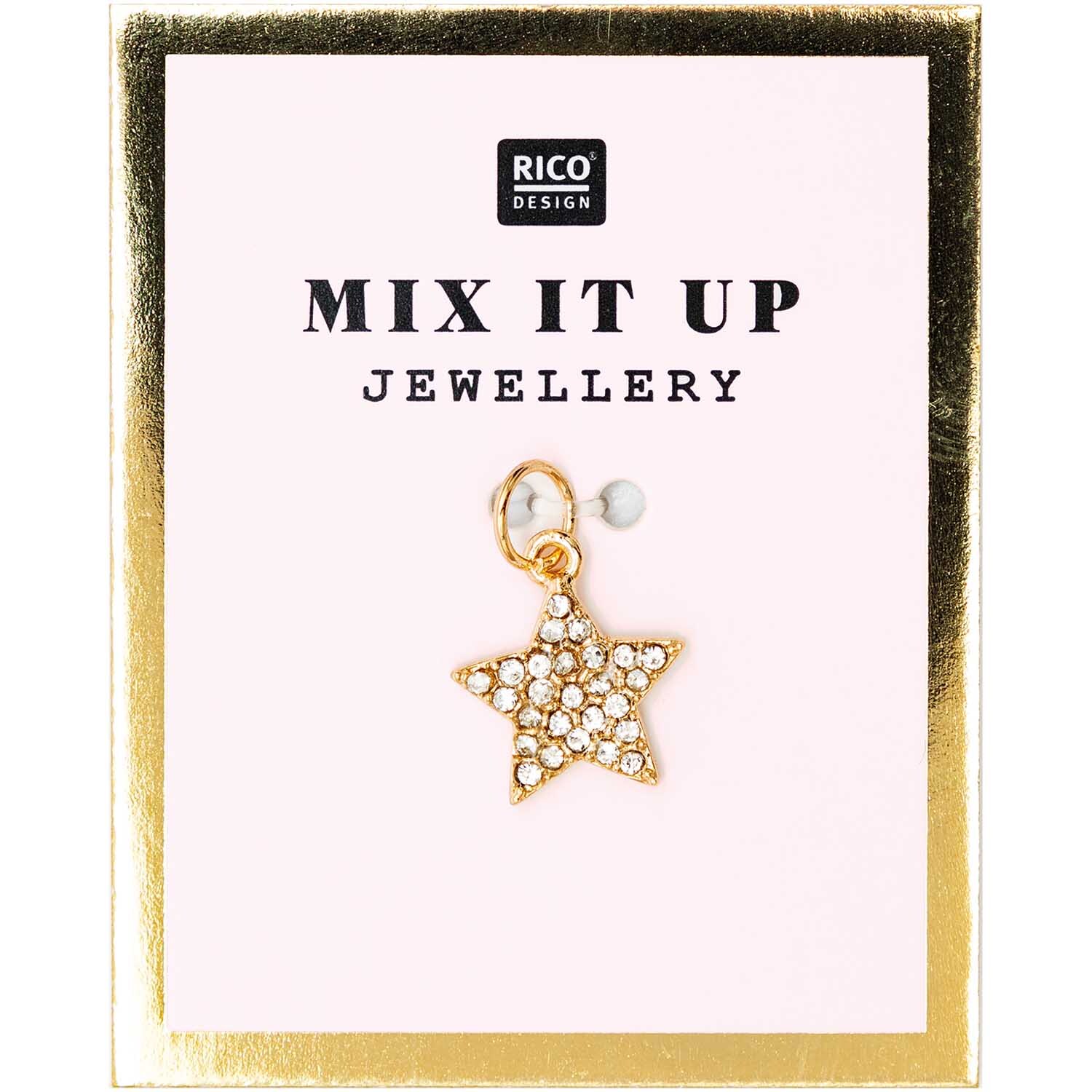 Mix it Up - Jewellery Stern Anhänger Strass gold  Ø10mm von Rico Design