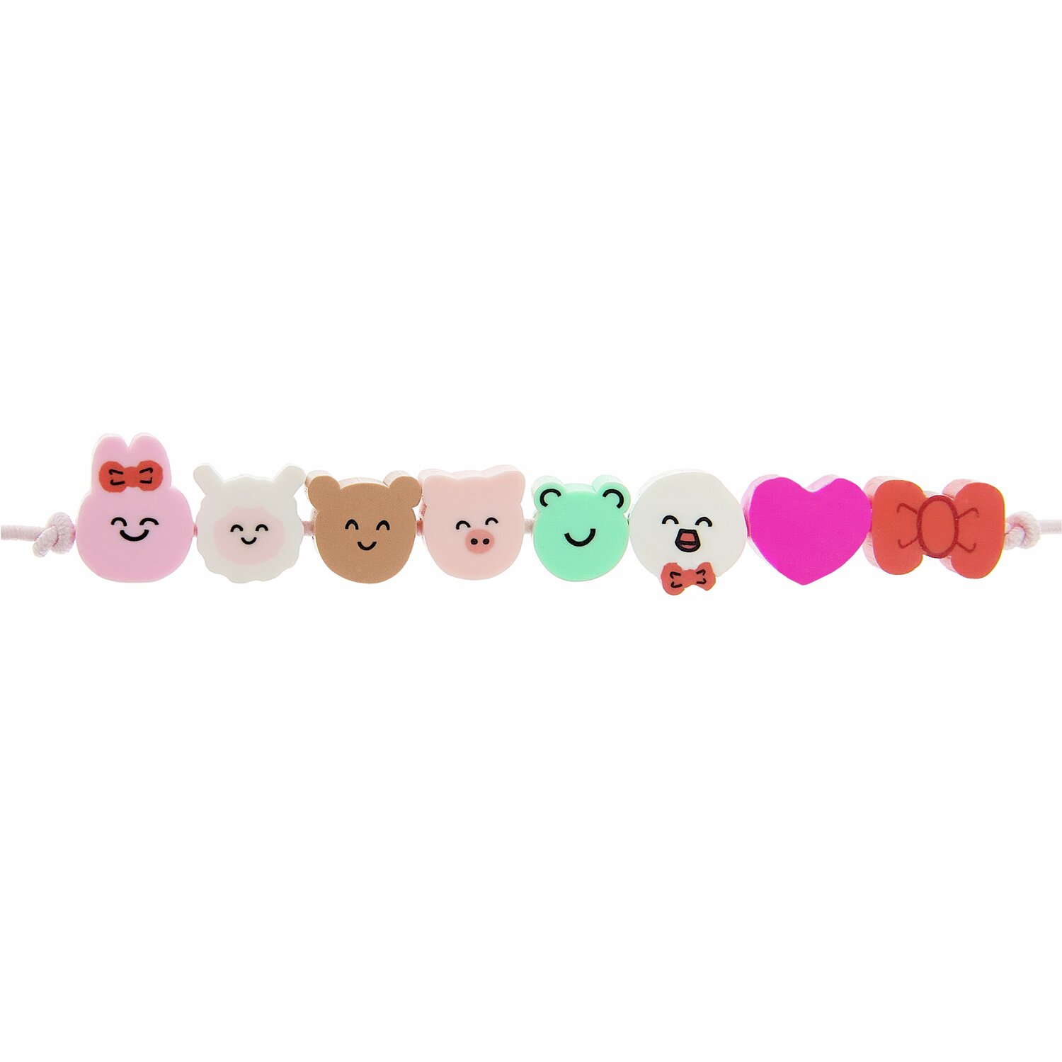 Perlen Chingu, 30-teilig: Bunte Perlen in Tierform und Herzmotiv auf einer Schnur, ideal für DIY-Schmuckprojekte.