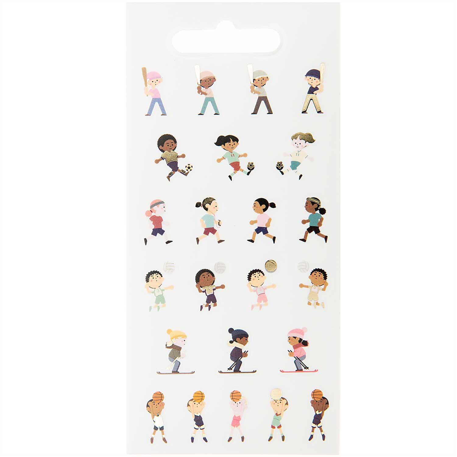 Paper Poetry Stickerbuch Activity 10 Blatt zeigt bunte Figuren beim Sport, von Rico Design.