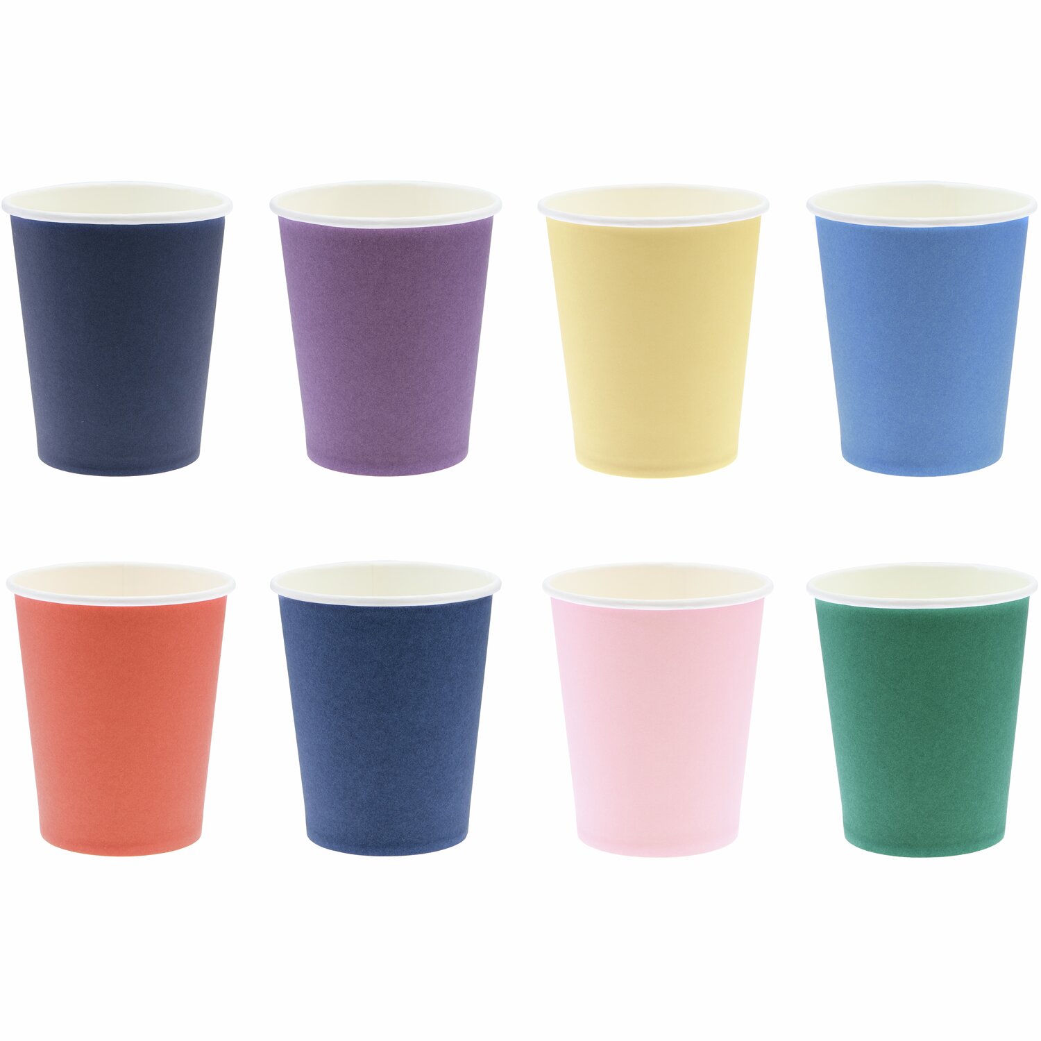 Pappbecher Magic Rainbow, 250ml, 8 Stück, in verschiedenen Farben von Rico Design, ideal für Partys.