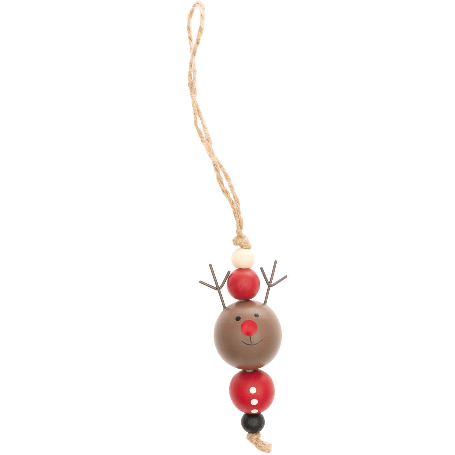 Holzhänger Rentier aus Holzkugeln in rot-braun, 4,5x17cm. Mehrfarbiger Weihnachtsschmuck von Rico Design. Ideal für festliche Dekorationen.