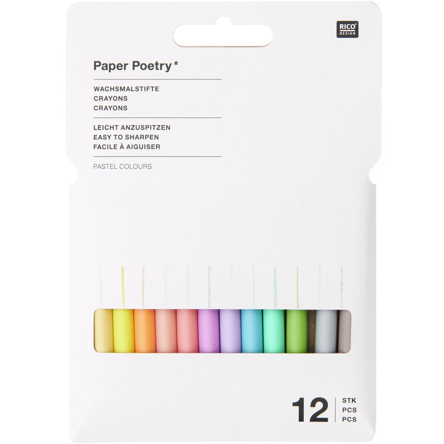 Wachsmalstifte  12 Stück Farbe Pastell von Rico Design