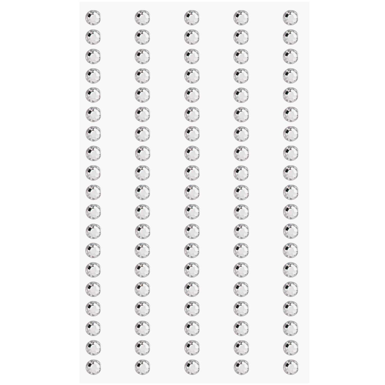 Paper Poetry Strass-Sticker crystal 4mm von Rico Design, funkelnde Strasssteine in Reihen auf weißem Hintergrund. Ideal für kreative Bastelprojekte.