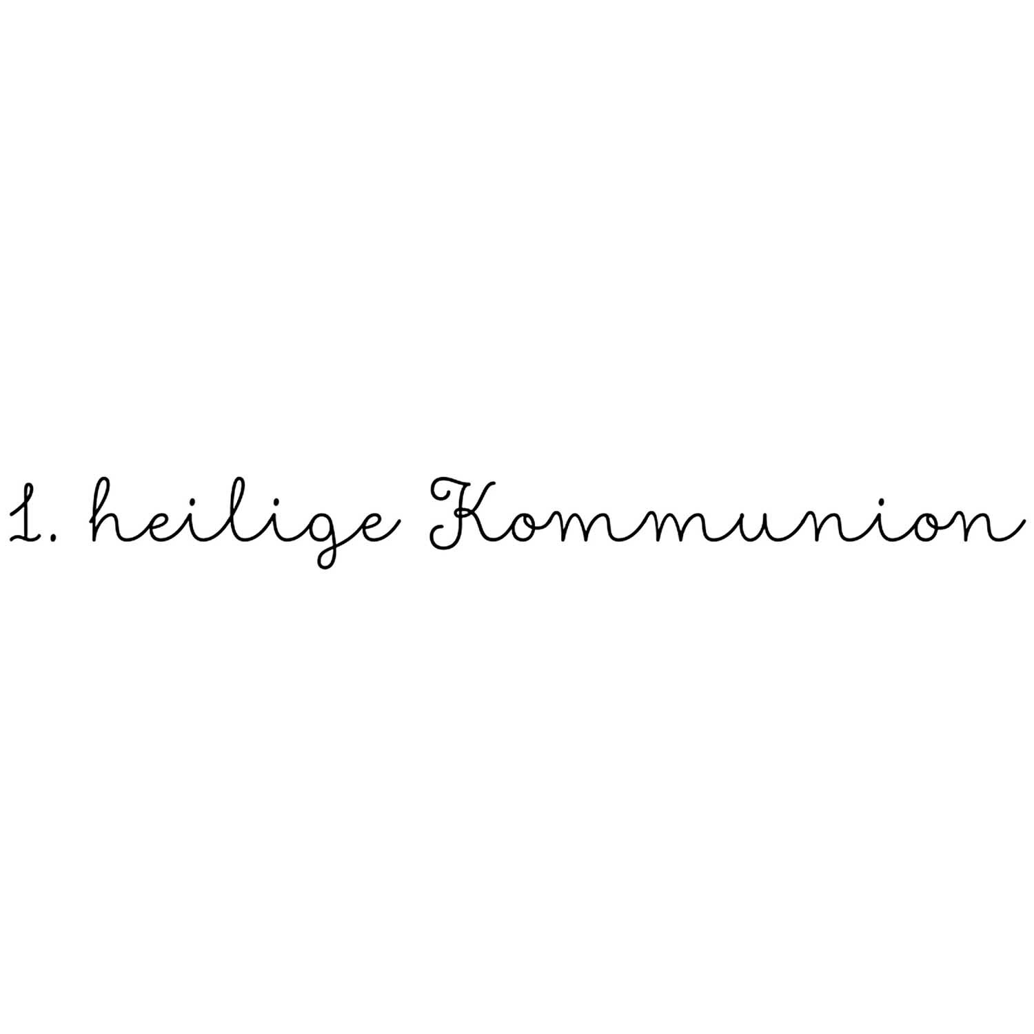 Stempel für die 1. heilige Kommunion von Rico Design, zeigt eleganten Schriftzug auf weißem Hintergrund.