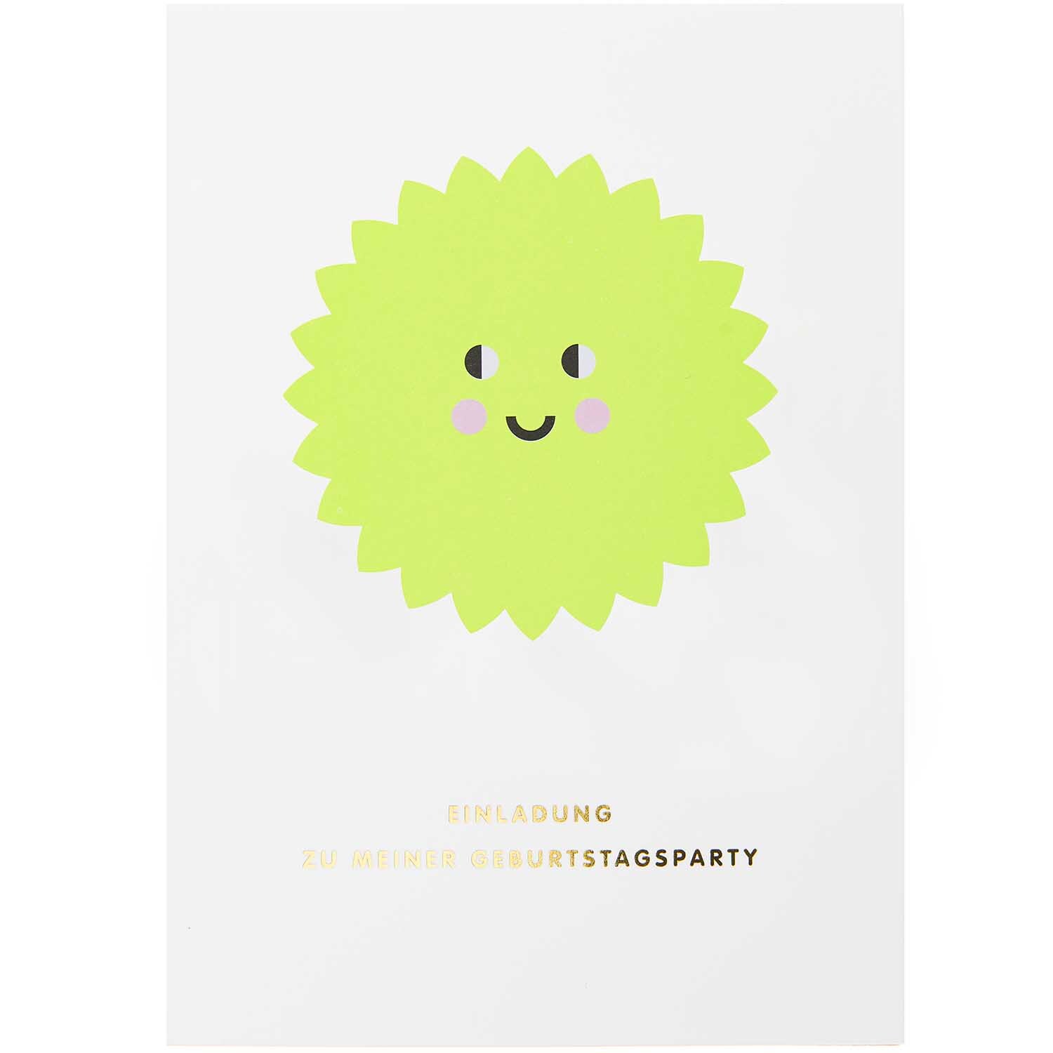 Paper Poetry Einladungskarten Happy Birthday: Fröhliches, grünes Gesicht auf weißem Hintergrund, 10-teiliges Set von Rico Design.
