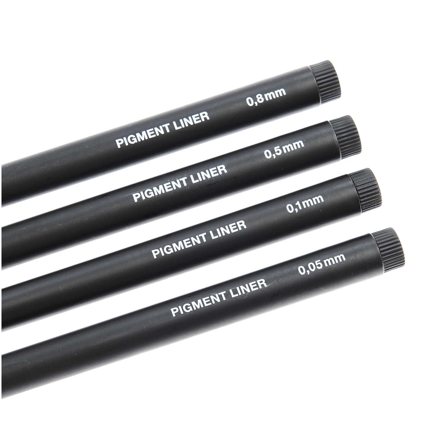 Paper Poetry Pigment Liner, 4 schwarze Stifte in verschiedenen Strichstärken von Rico Design.
