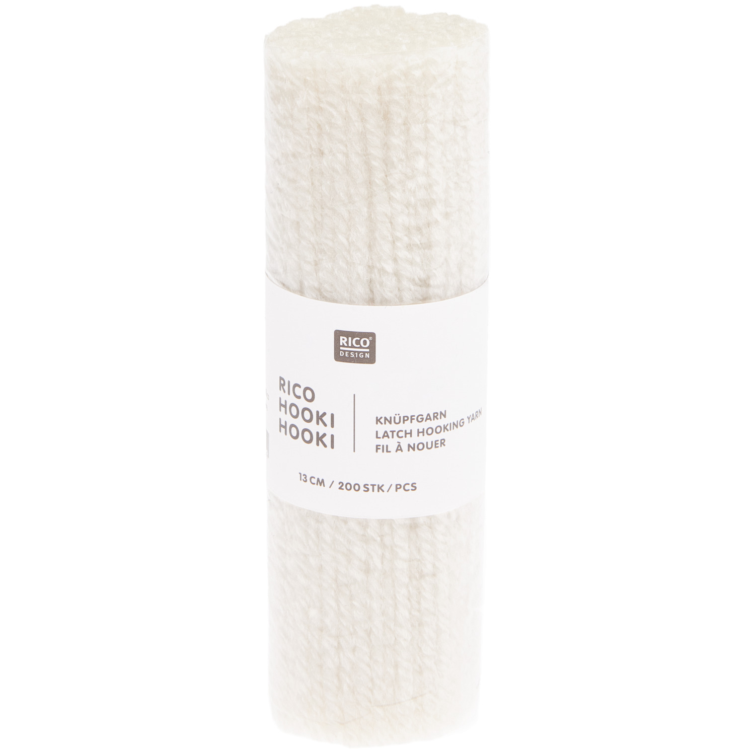 Rico Hooki Hooki Knüpfgarn in Offwhite, 13cm, 200 Stück. Ideal für kreative Handarbeiten.