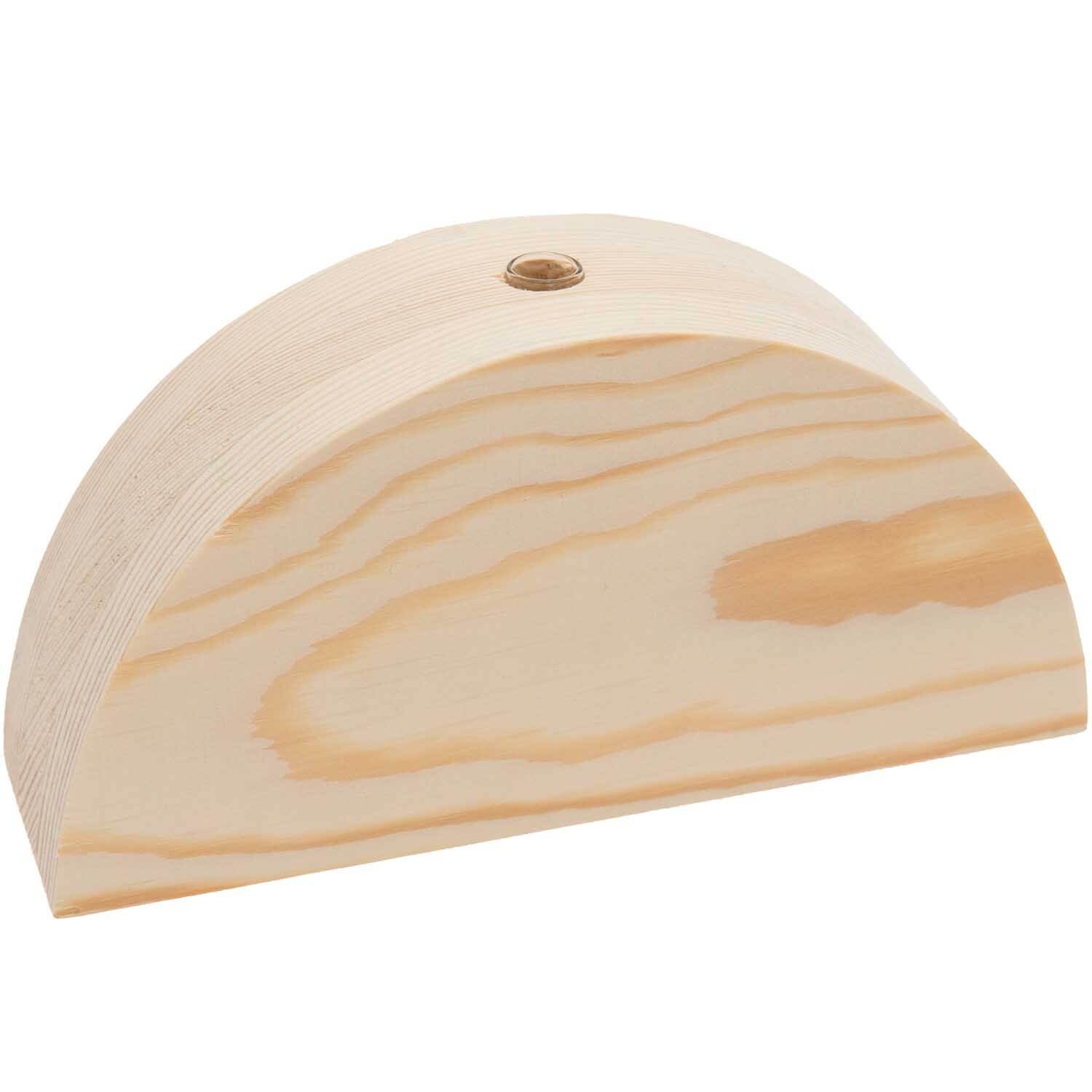 Holz-Regenbogen mit kleiner Glasvase von Rico Design, naturbelassenes Holz, halbkreisförmig, 18x9x5cm.