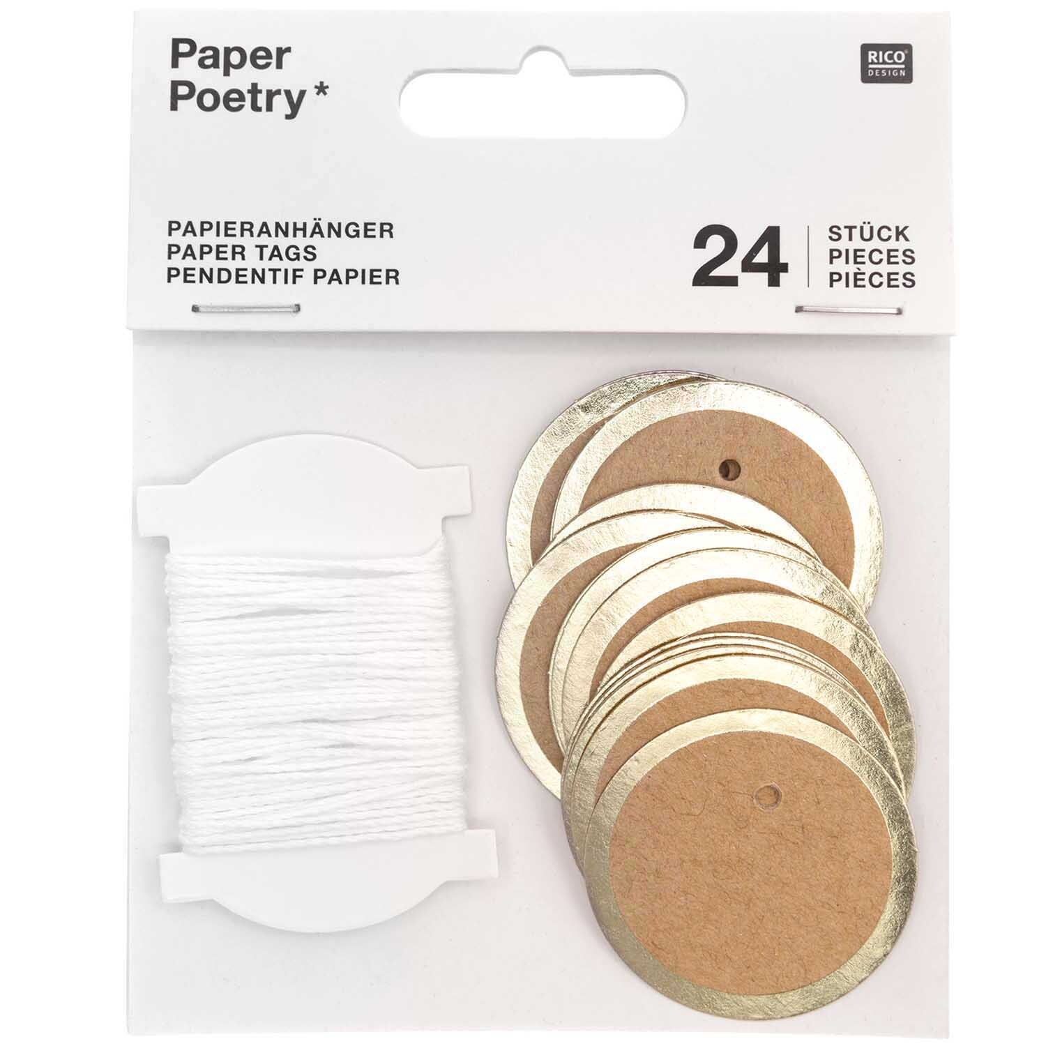 Paper Poetry Papieranhänger Kreise 4cm 24 Stück Farbe Weiß von Rico Design