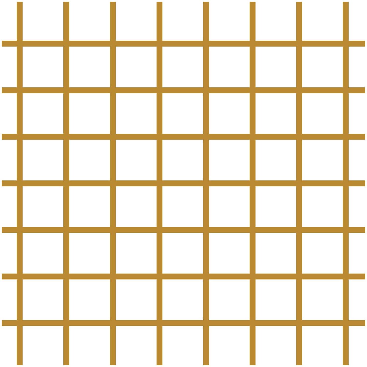 Stoff Karo groß Karo weiß-gold 140cm zeigt ein elegantes Gittermuster in Weiß und Gold von Rico Design.