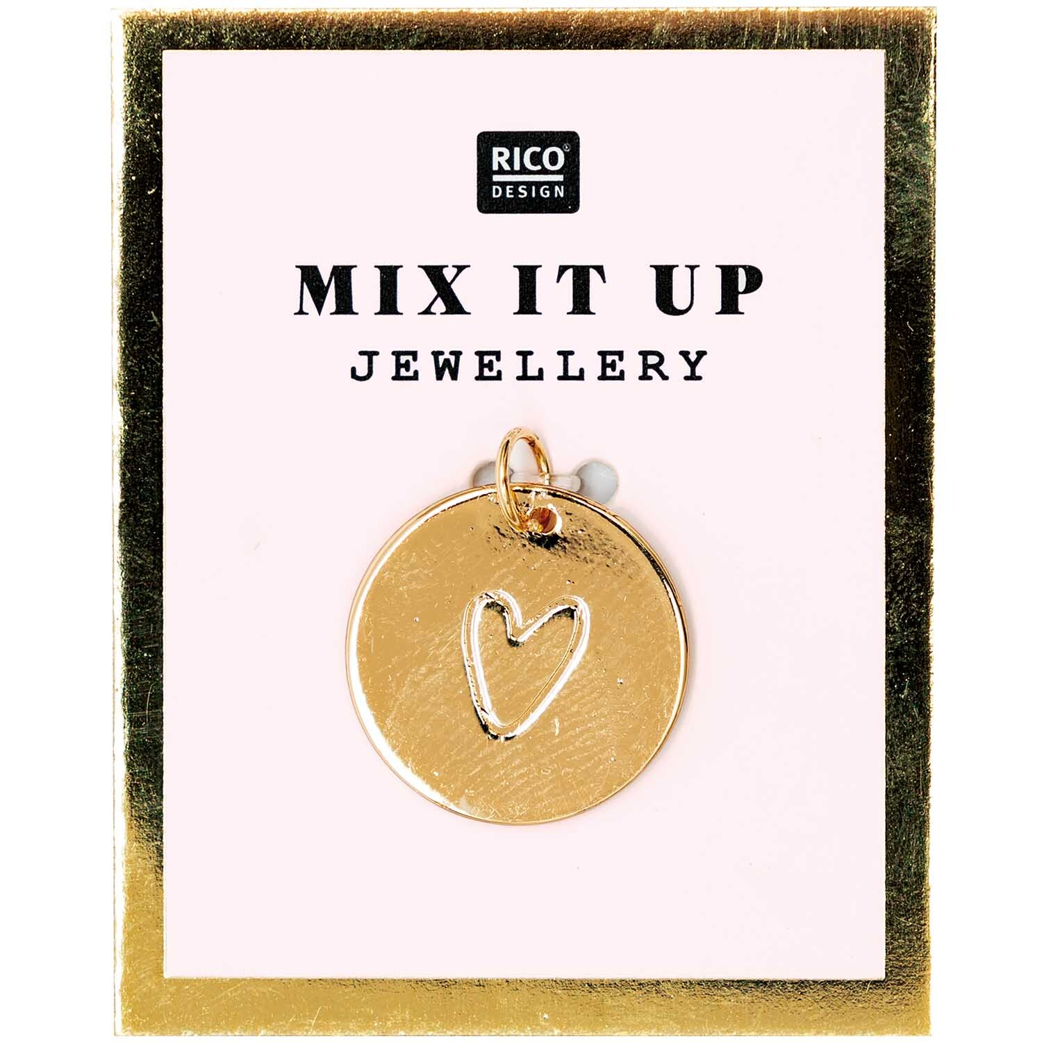 Mix it Up - Jewellery Anhänger Scheibe Herz gold Ø17mm von Rico Design