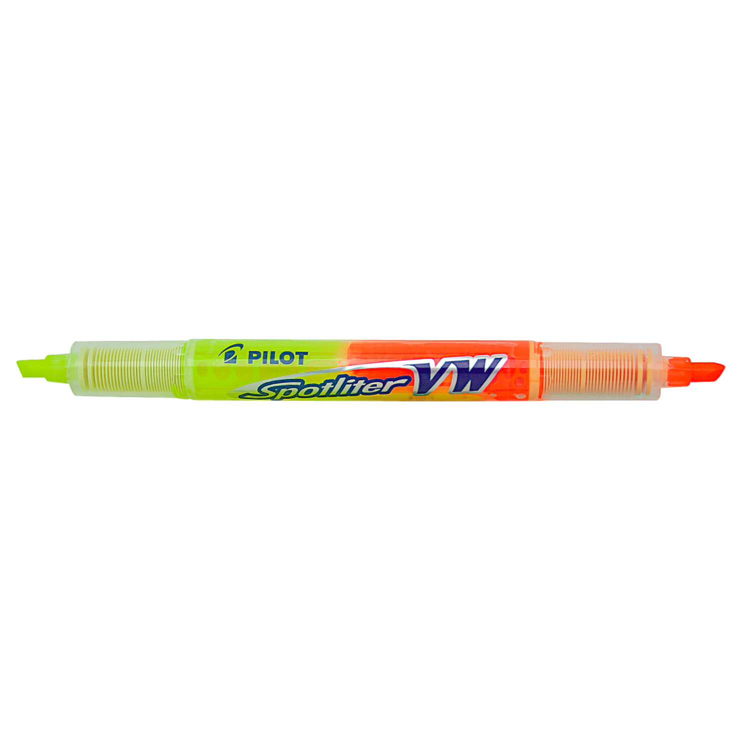 Spotliter Textmarker in Gelb und Orange von PILOT, doppelseitig, ideal für präzises Markieren.