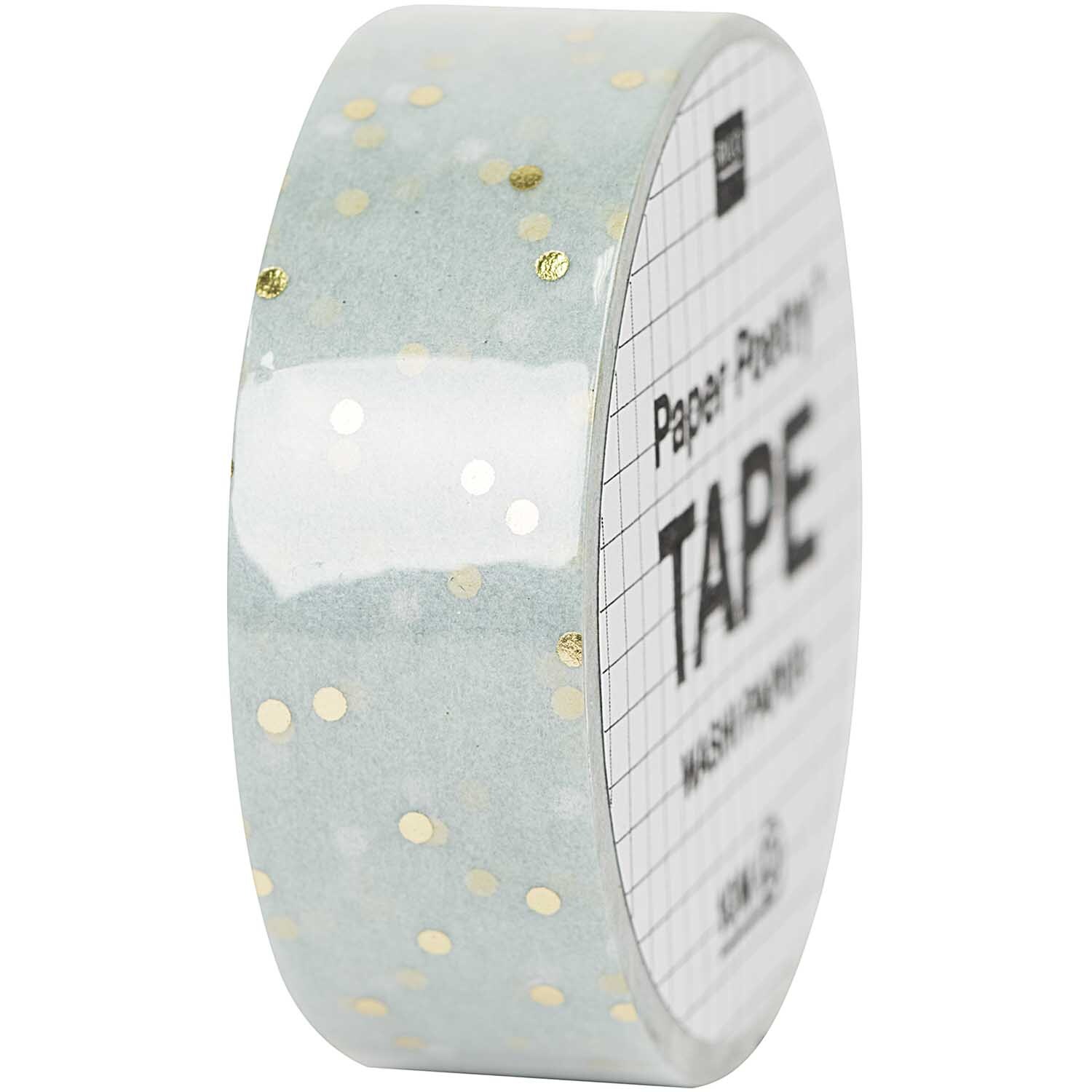 Paper Poetry Tape Punkte mint-gold 1,5cm 10m von Rico Design