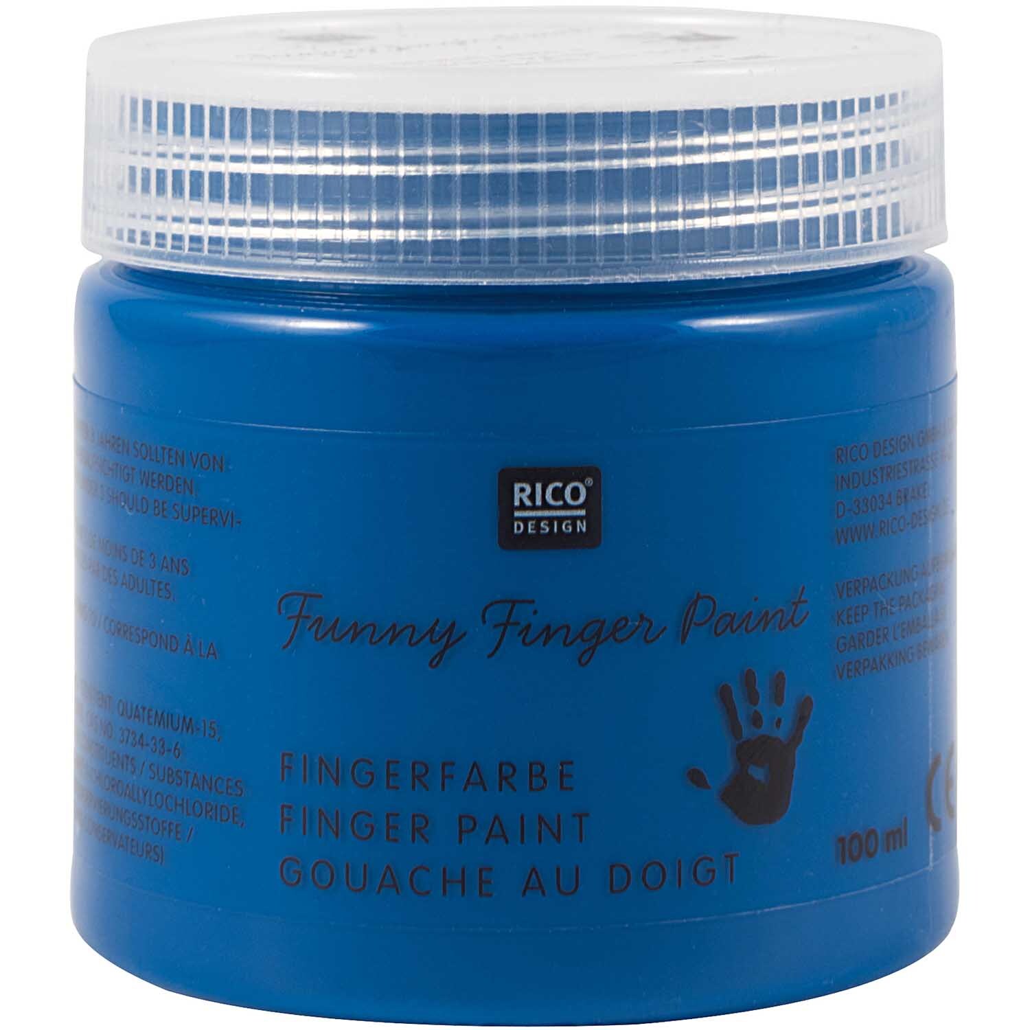 Fingerfarbe 100ml in Blau von Rico Design, ideal für kreative Malprojekte mit Kindern.