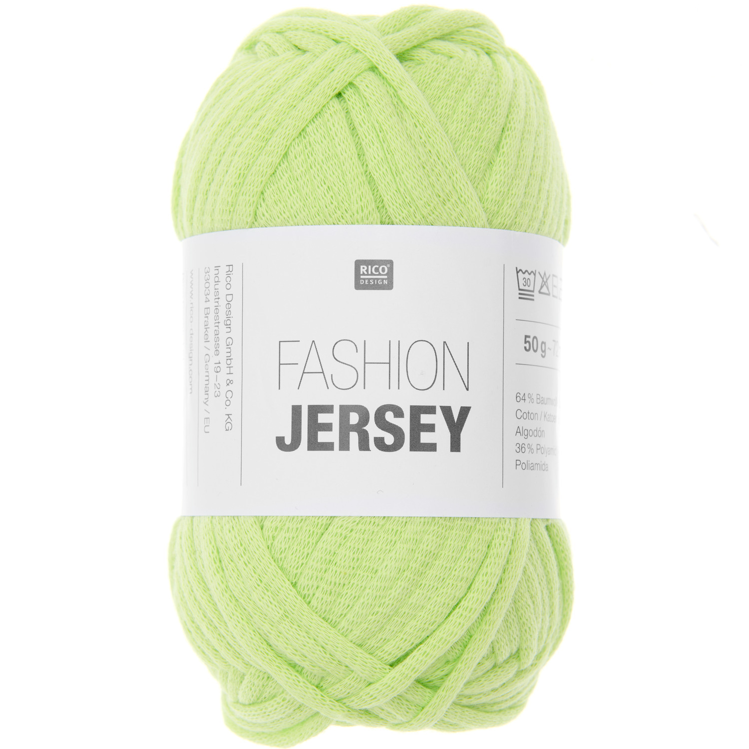 Fashion Jersey, hellgrün, 50g 72m. Ideal für Häkel- und Strickprojekte. Marke: Rico Design.