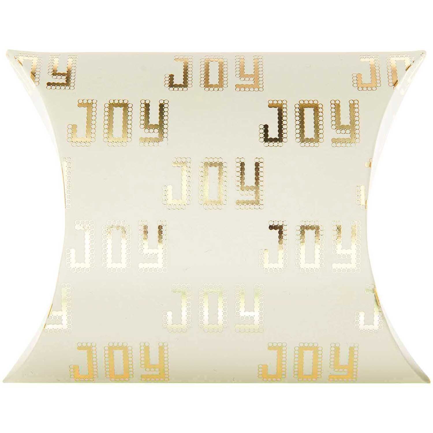 Paper Poetry Geschenkschachteln mit goldenen "Joy"-Schriftzügen, ideal für festliche Anlässe. Marke: Rico Design.