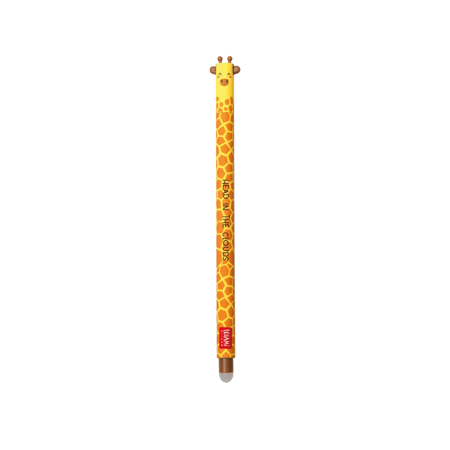 Legami löschbarer Gelstift mit Giraffenmuster, ideal für Schule und Büro, in leuchtendem Gelb.