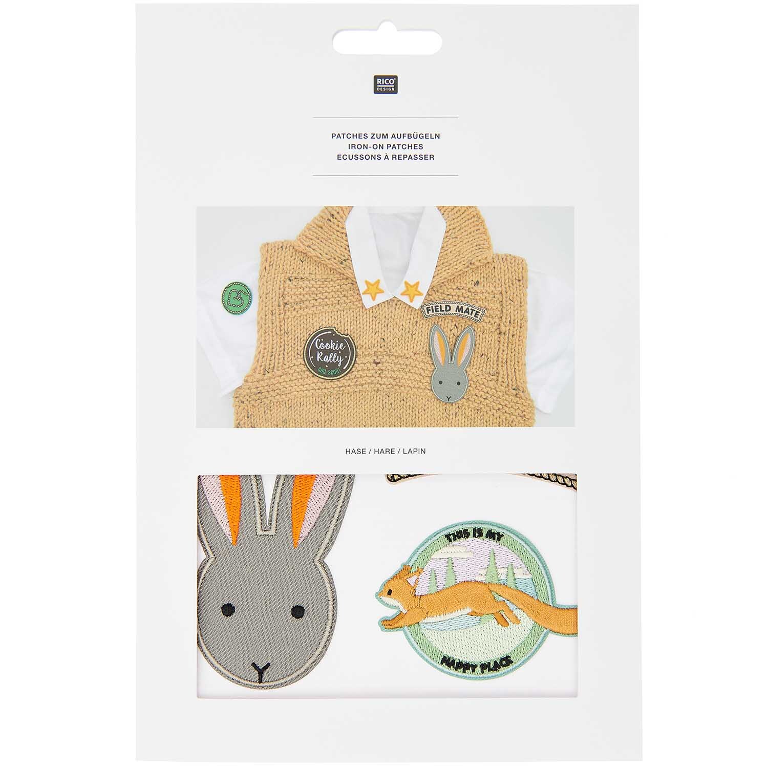 Patches Pfadfinder Hase zum Aufbügeln 7-teilig von Rico Design