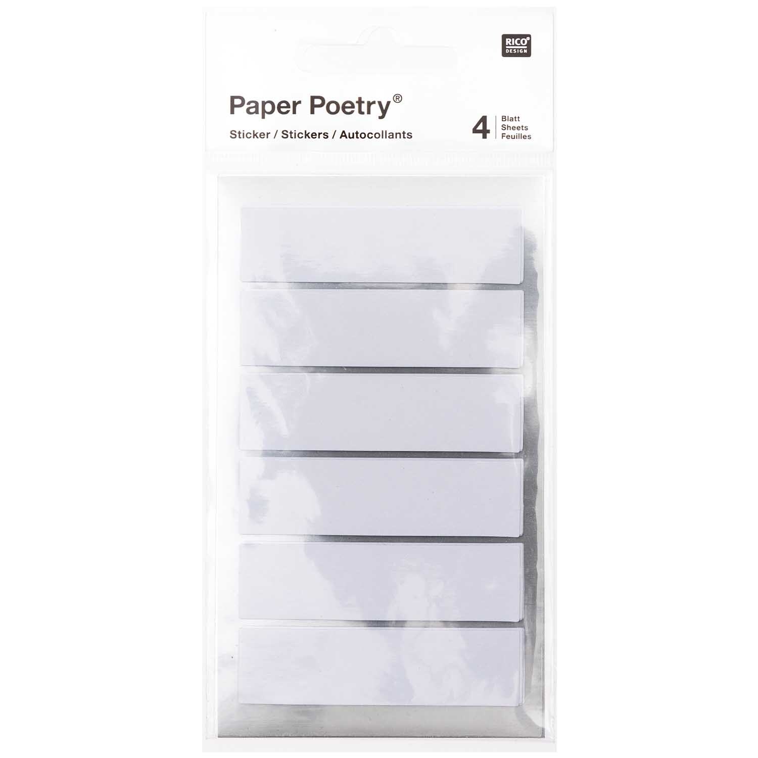 Paper Poetry Office Sticker Etiketten 60x15mm 4 Bogen von Rico Design