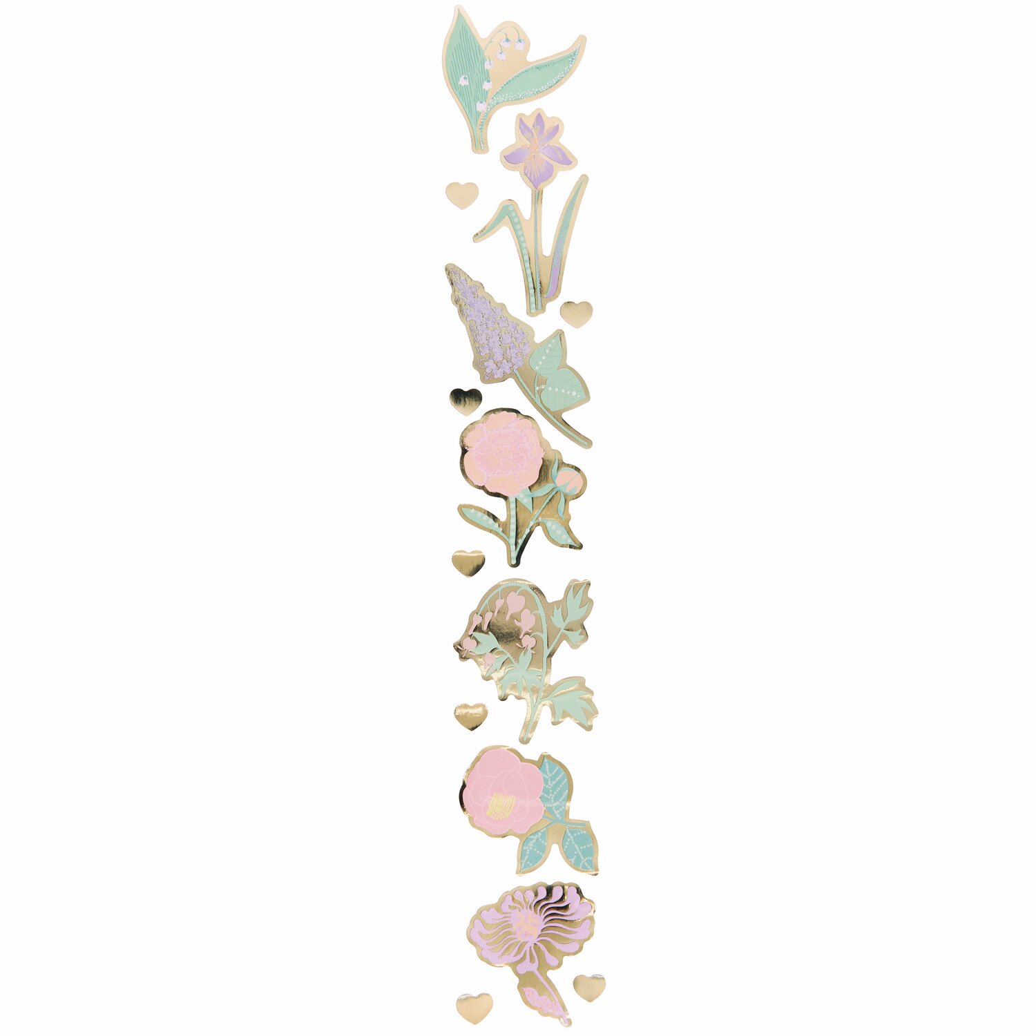 Paper Poetry Sticker auf Rolle Blumen, 100-teilig, zeigt bunte Blumenmotive und Herzen. Ideal für kreative Projekte und Dekoration.