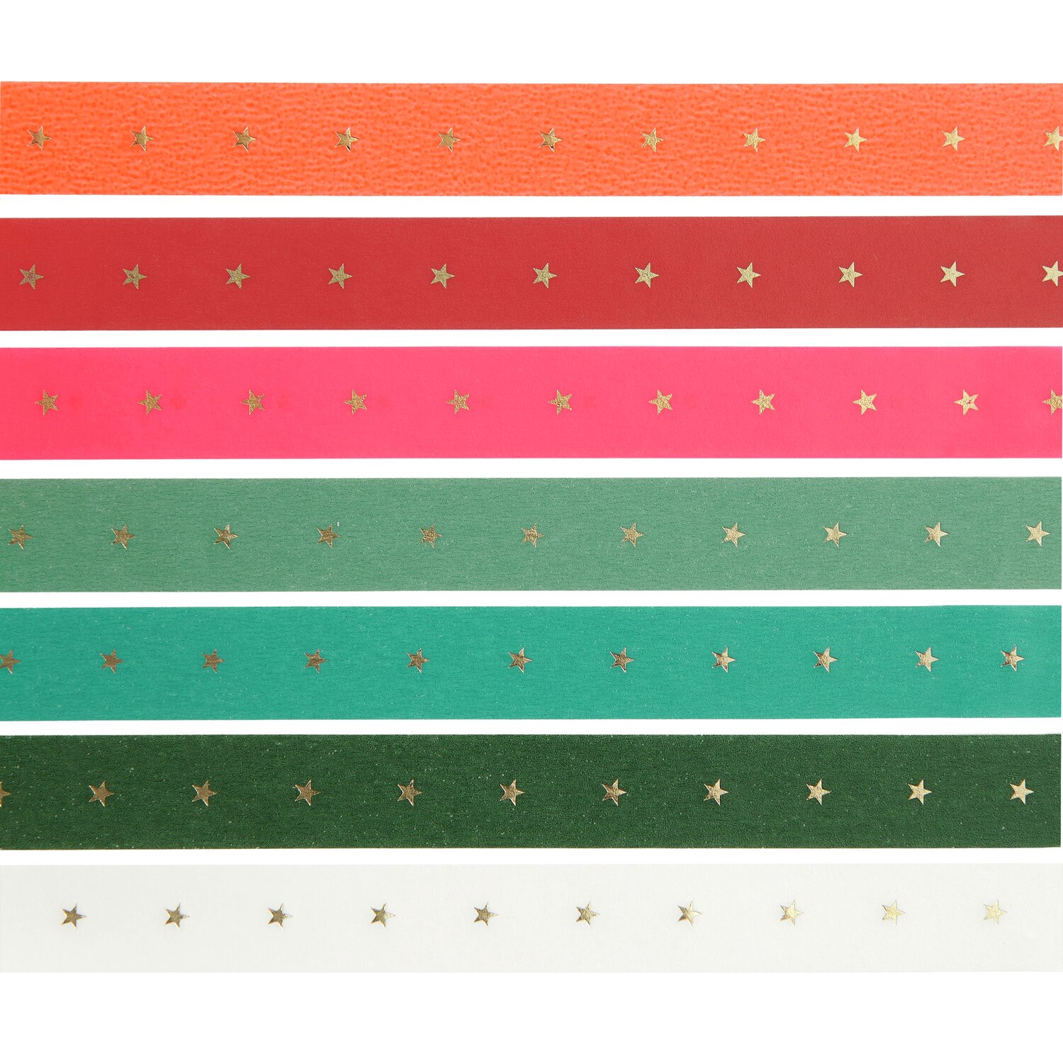 Paper Poetry Tape Set XXL Sterne, 7-teilig, mit goldenen Sternen auf farbigen Bändern. Ideal für kreative Bastelprojekte und Dekorationen.