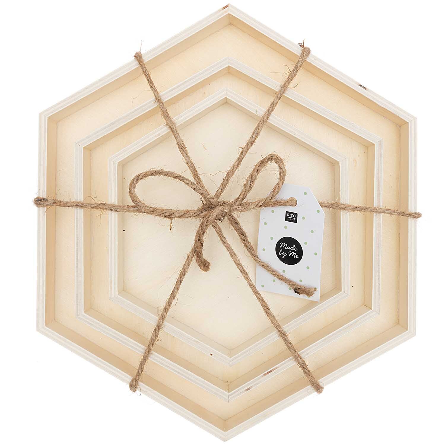 Holztablett sechseckig 3-teilig von Rico Design