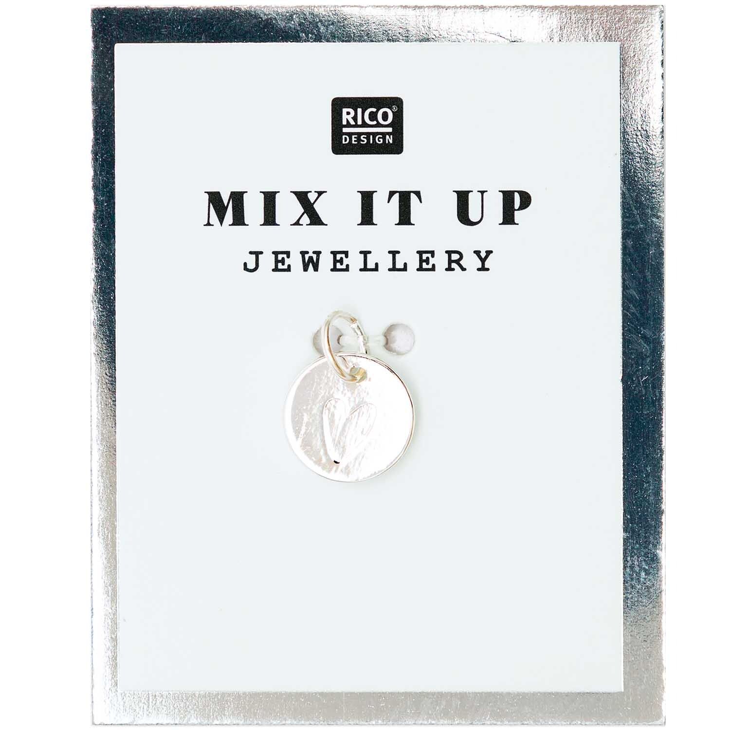 Mix it Up - Jewellery Mini Scheibe Herz silber Ø9mm von Rico Design