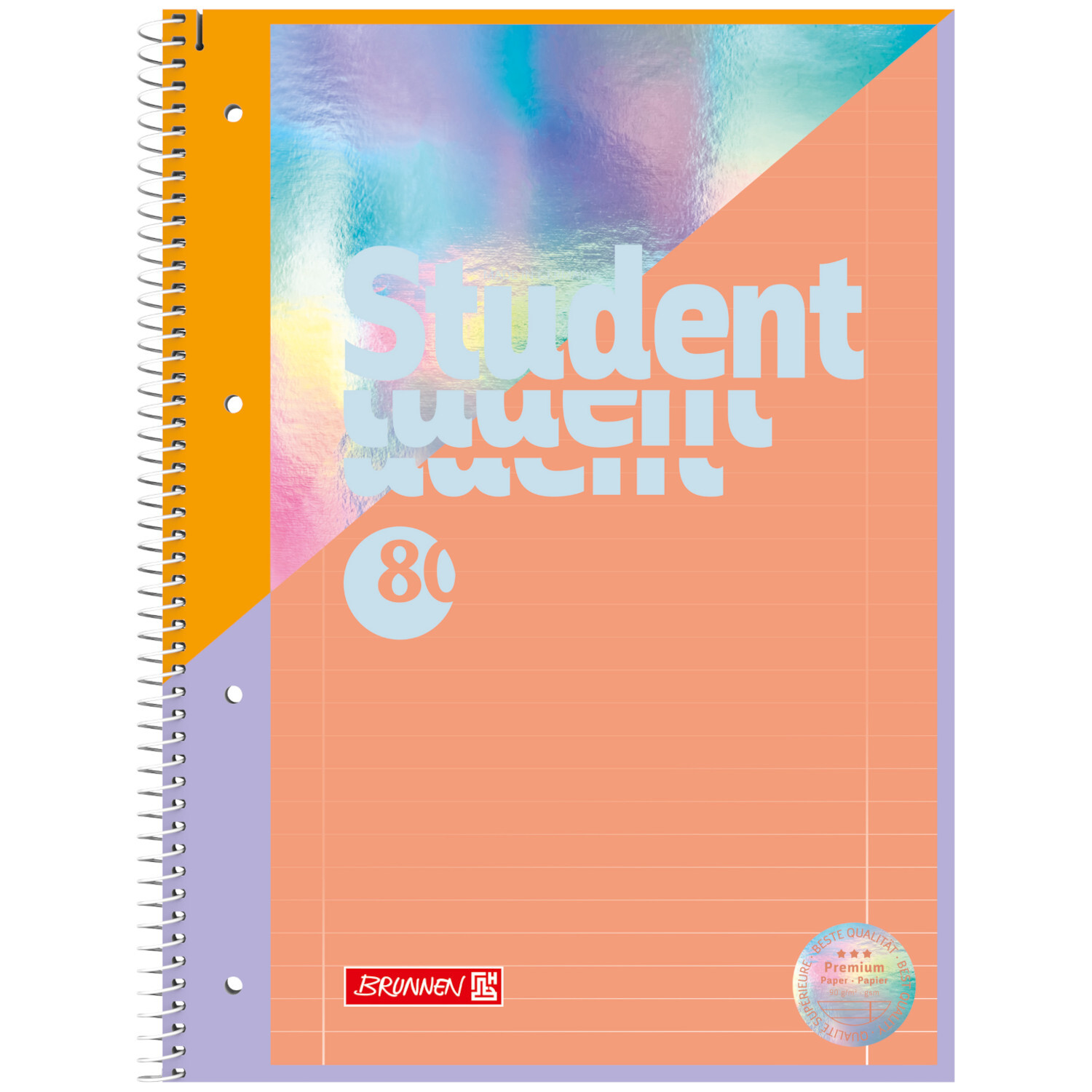 Collegeblock Premium Student Intoxicate, liniert, 80 Blatt, A4, mit buntem Cover und Spiralbindung.