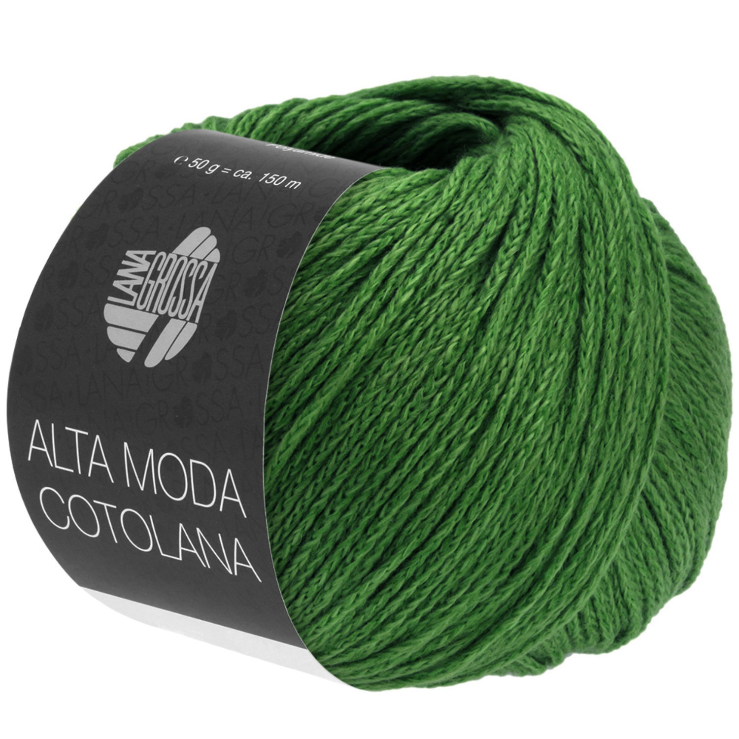 Alta Moda Cotolana: Smaragdgrünes Garnknäuel von Lana Grossa, 50g, 150m, ideal für Strickprojekte.