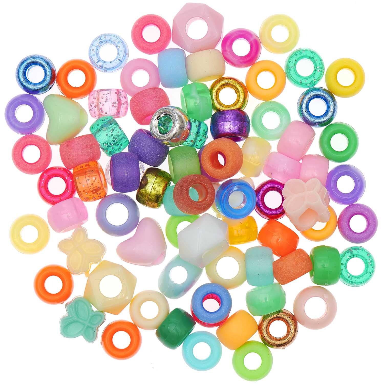 Itoshii - Ponii Beads Star Mix 9x6mm, 80 Stück, bunte Perlen in verschiedenen Formen und Farben von Rico Design. Ideal für kreative Bastelprojekte.